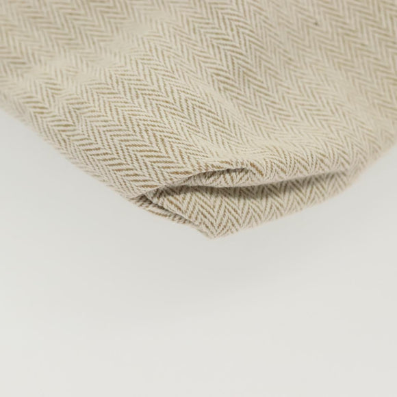 HERMES Buggy Baggage Hand Bag Canvas Beige Silver Auth 135703