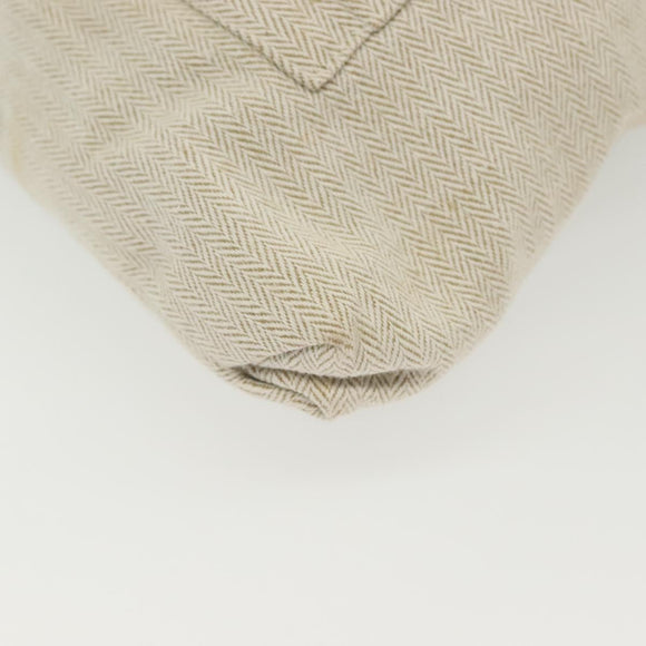 HERMES Buggy Baggage Hand Bag Canvas Beige Silver Auth 135703