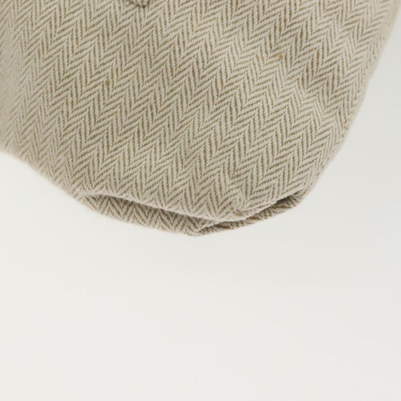 HERMES Buggy Baggage Hand Bag Canvas Beige Silver Auth 135703