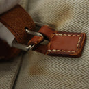 HERMES Buggy Baggage Hand Bag Canvas Beige Silver Auth 135703-10