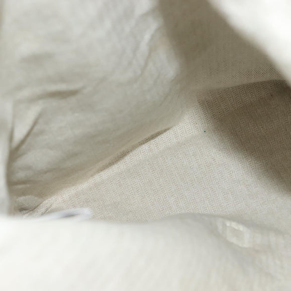 HERMES Buggy Baggage Hand Bag Canvas Beige Silver Auth 135703