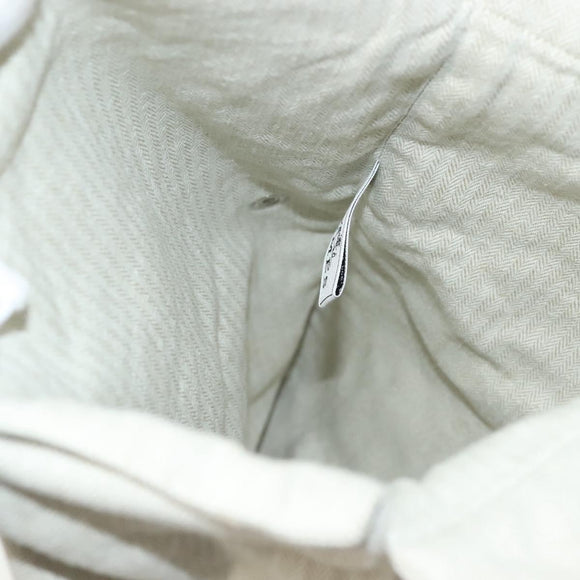 HERMES Buggy Baggage Hand Bag Canvas Beige Silver Auth 135703