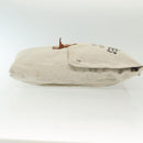 HERMES Buggy Baggage Hand Bag Canvas Beige Silver Auth 135703-3