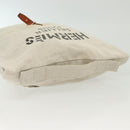 HERMES Buggy Baggage Hand Bag Canvas Beige Silver Auth 135703-7