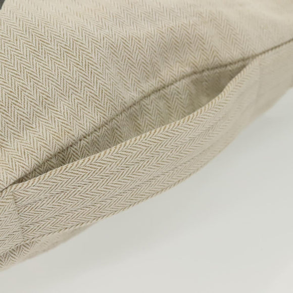 HERMES Buggy Baggage Hand Bag Canvas Beige Silver Auth 135703