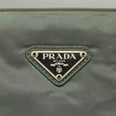 PRADA Hand Bag Nylon Khaki Silver Auth 135704-18