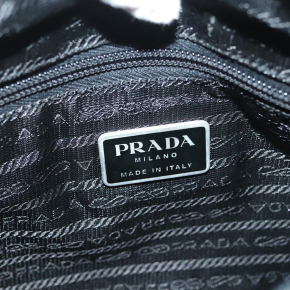 PRADA Hand Bag Nylon Khaki Silver Auth 135704