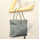 PRADA Hand Bag Nylon Khaki Silver Auth 135704-23