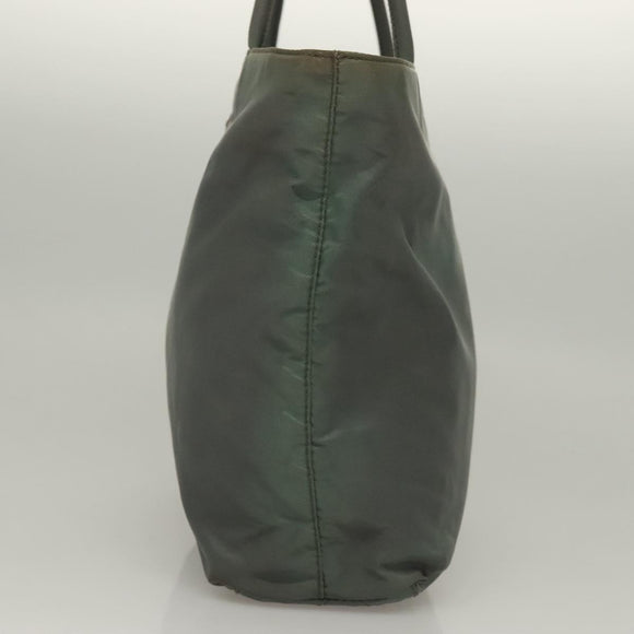 PRADA Hand Bag Nylon Khaki Silver Auth 135704