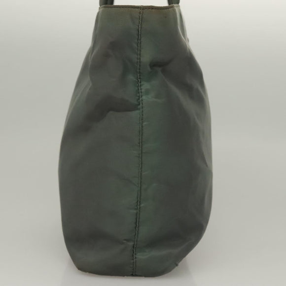 PRADA Hand Bag Nylon Khaki Silver Auth 135704