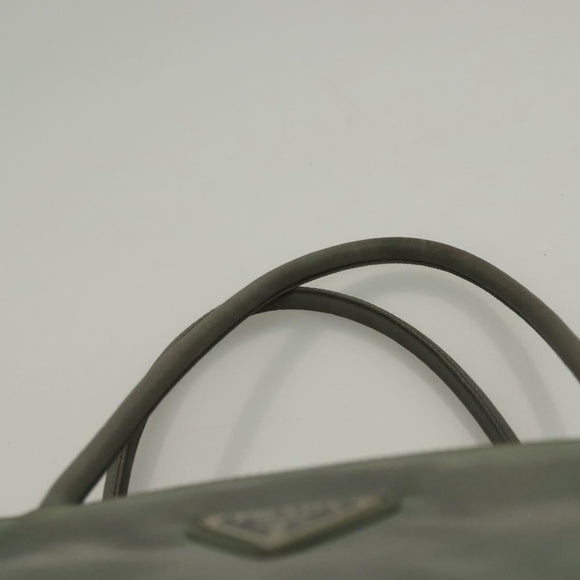 PRADA Hand Bag Nylon Khaki Silver Auth 135704