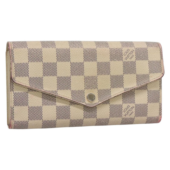 LOUIS VUITTON Damier Azur Portefeuille Sarah Long Wallet N61735 LV Auth 135757