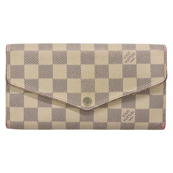 LOUIS VUITTON Damier Azur Portefeuille Sarah Long Wallet N61735 LV Auth 135757