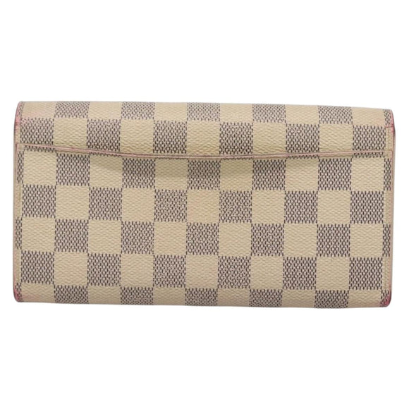 LOUIS VUITTON Damier Azur Portefeuille Sarah Long Wallet N61735 LV Auth 135757