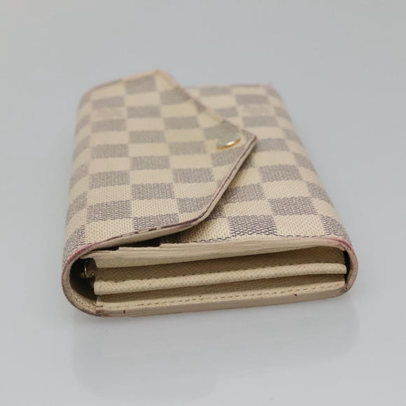 LOUIS VUITTON Damier Azur Portefeuille Sarah Long Wallet N61735 LV Auth 135757
