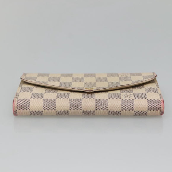 LOUIS VUITTON Damier Azur Portefeuille Sarah Long Wallet N61735 LV Auth 135757