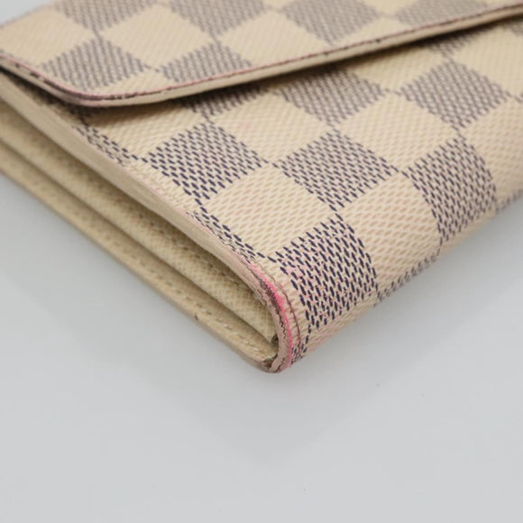 LOUIS VUITTON Damier Azur Portefeuille Sarah Long Wallet N61735 LV Auth 135757