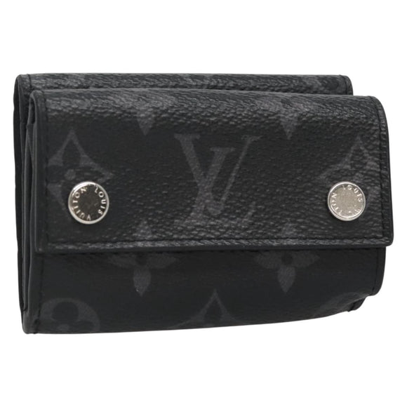 LOUIS VUITTON Monogram Eclipse Discovery Compact Wallet M67630 LV Auth 135759
