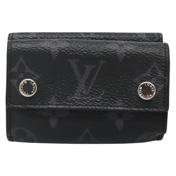 LOUIS VUITTON Monogram Eclipse Discovery Compact Wallet M67630 LV Auth 135759