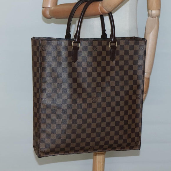 LOUIS VUITTON Damier Ebene Sac Plat Hand Bag N51140 LV Auth 135777