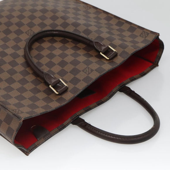 LOUIS VUITTON Damier Ebene Sac Plat Hand Bag N51140 LV Auth 135777