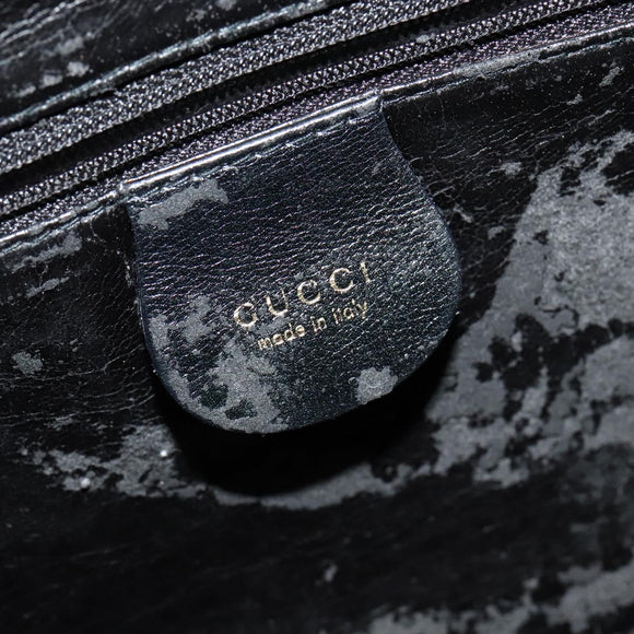 GUCCI Bamboo Hand Bag Leather 2way Black Gold 001 2123 1577 Auth 135785