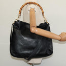 GUCCI Bamboo Hand Bag Leather 2way Black Gold 001 2123 1577 Auth 135785-22
