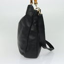 GUCCI Bamboo Hand Bag Leather 2way Black Gold 001 2123 1577 Auth 135785-4