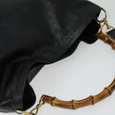 GUCCI Bamboo Hand Bag Leather 2way Black Gold 001 2123 1577 Auth 135785-6