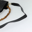 GUCCI Bamboo Hand Bag Leather 2way Black Gold 001 2123 1577 Auth 135785-9