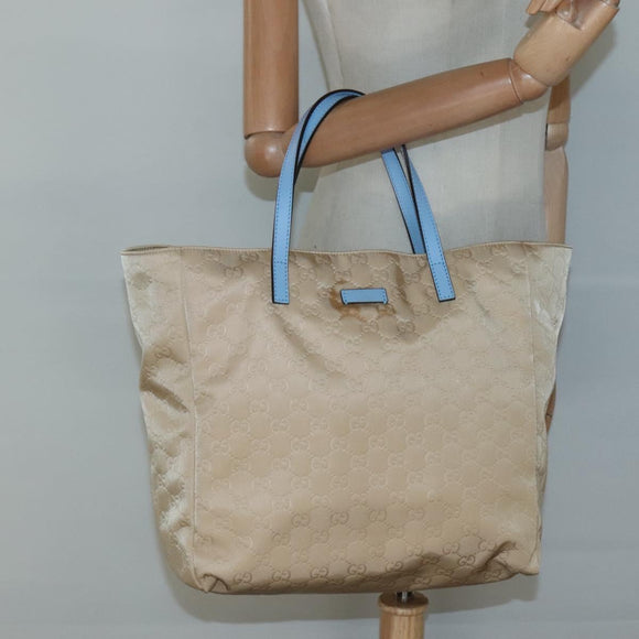 GUCCI GG Canvas Tote Bag Nylon Beige 282439 Auth 135786