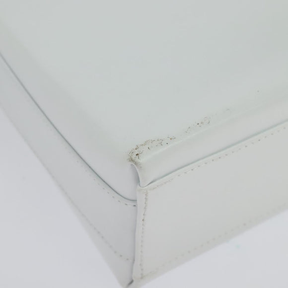 Salvatore Ferragamo Vala Shoulder Bag Leather White Silver Auth 135795