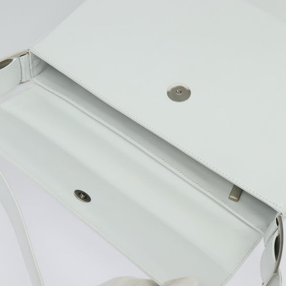 Salvatore Ferragamo Vala Shoulder Bag Leather White Silver Auth 135795