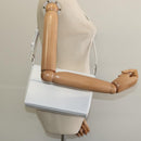 Salvatore Ferragamo Vala Shoulder Bag Leather White Silver Auth 135795-21