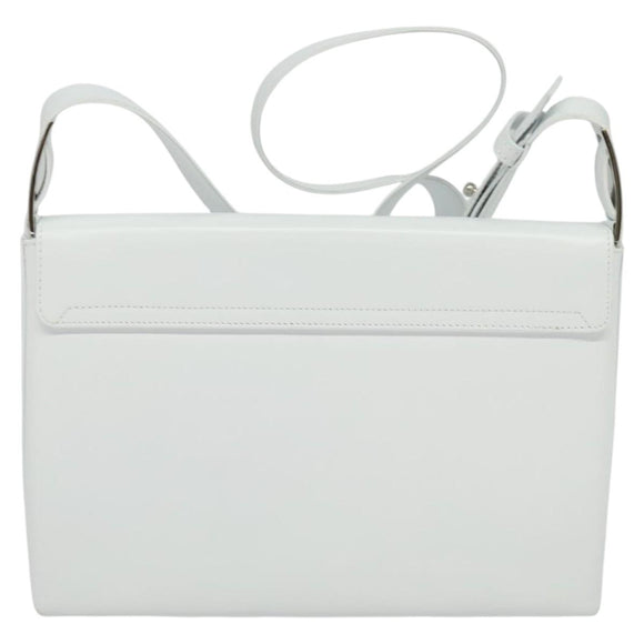 Salvatore Ferragamo Vala Shoulder Bag Leather White Silver Auth 135795