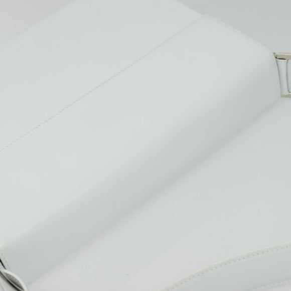 Salvatore Ferragamo Vala Shoulder Bag Leather White Silver Auth 135795