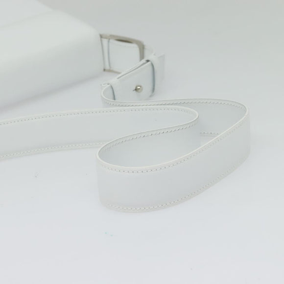 Salvatore Ferragamo Vala Shoulder Bag Leather White Silver Auth 135795