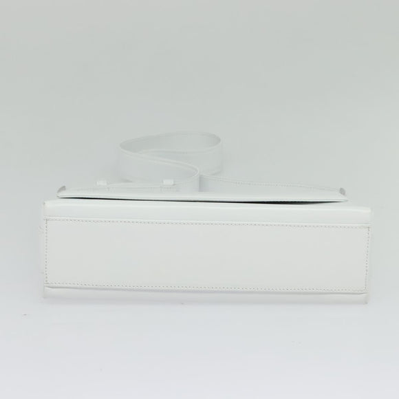 Salvatore Ferragamo Vala Shoulder Bag Leather White Silver Auth 135795