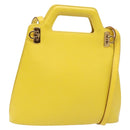 Salvatore Ferragamo Hand Bag Leather 2way Yellow Auth 135797-1