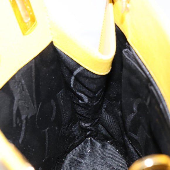 Salvatore Ferragamo Hand Bag Leather 2way Yellow Auth 135797