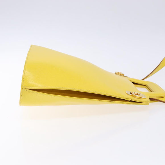 Salvatore Ferragamo Hand Bag Leather 2way Yellow Auth 135797