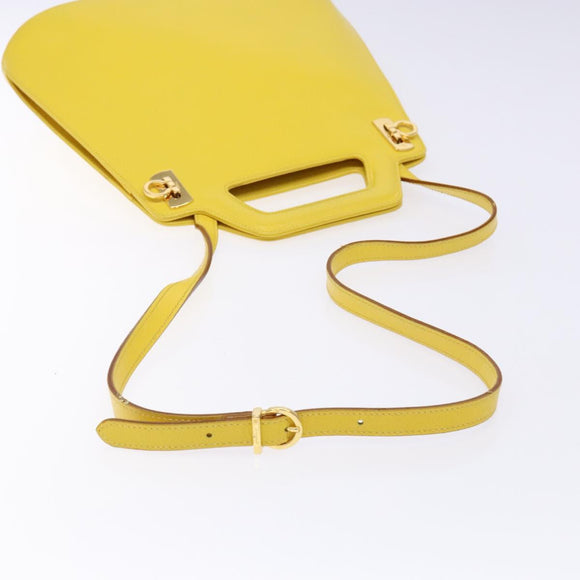 Salvatore Ferragamo Hand Bag Leather 2way Yellow Auth 135797