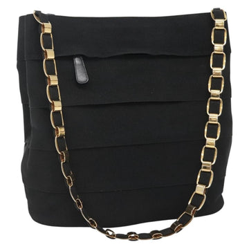 Salvatore Ferragamo Vala Shoulder Bag Canvas Black Gold Auth 135798