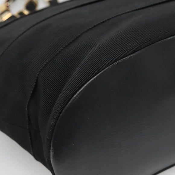 Salvatore Ferragamo Vala Shoulder Bag Canvas Black Gold Auth 135798