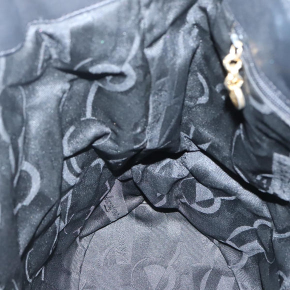 Salvatore Ferragamo Vala Shoulder Bag Canvas Black Gold Auth 135798