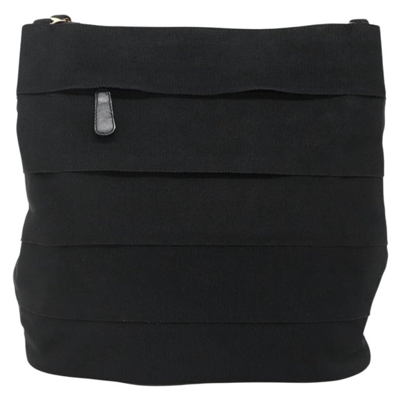 Salvatore Ferragamo Vala Shoulder Bag Canvas Black Gold Auth 135798