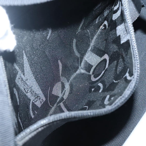 Salvatore Ferragamo Vala Shoulder Bag Canvas Black Gold Auth 135798