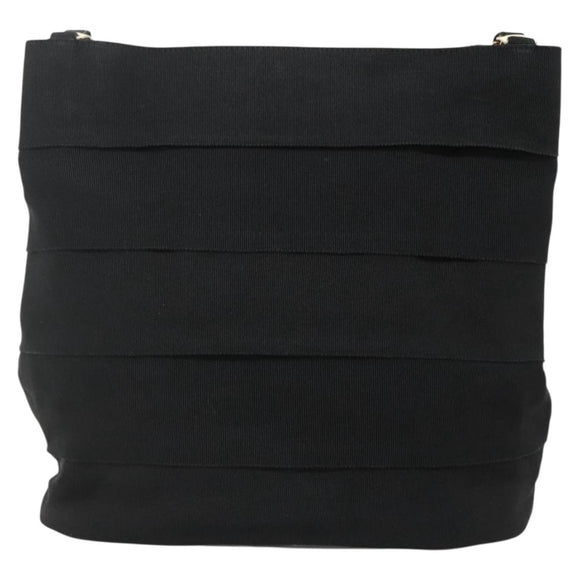 Salvatore Ferragamo Vala Shoulder Bag Canvas Black Gold Auth 135798