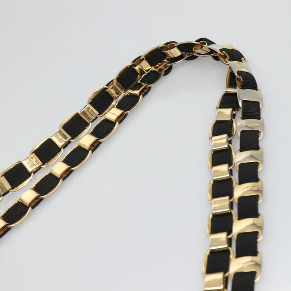 Salvatore Ferragamo Vala Shoulder Bag Canvas Black Gold Auth 135798