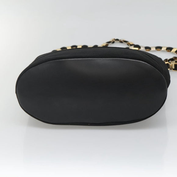 Salvatore Ferragamo Vala Shoulder Bag Canvas Black Gold Auth 135798